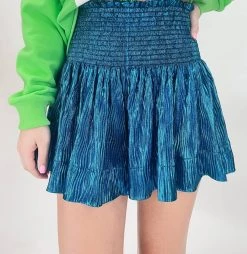 Queen Of Sparkles Wavy Swing Shorts in Teal - women