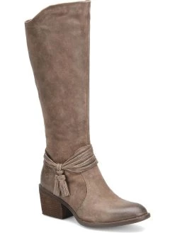 Born Quinn Womens Tassel Leather Mid-Calf Boots