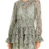 Cinq a Sept Janelle Womens Printed Smocked Shift Dress