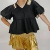Queen Of Sparkles Qos Jersey Peplum Top in Black & Gold - women