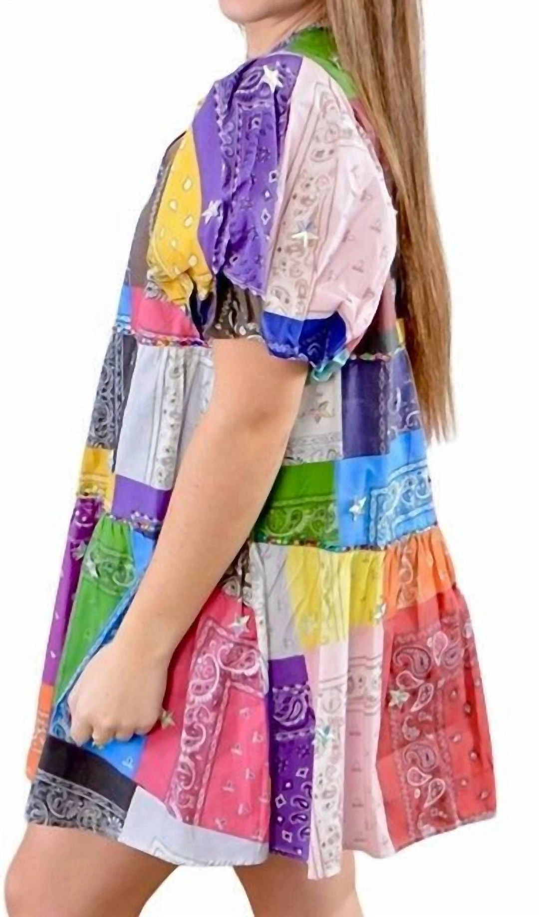 Queen Of Sparkles Bandana Cotton Dress in Rainbow - women 4 Queen Of Sparkles Bandana Cotton Dress in Rainbow - women - Image 2