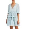 Cinq a Sept Cryssa Womens Puff Sleeve Short Mini Dress