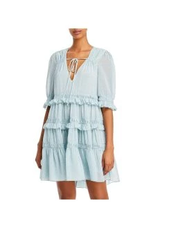 Cinq a Sept Cryssa Womens Puff Sleeve Short Mini Dress