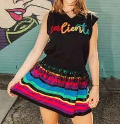 Queen Of Sparkles Caliente Feather Sweater Tank in Black - women