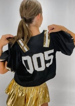 Queen Of Sparkles Qos Jersey Peplum Top in Black & Gold - women -Paolita store 56203e5d62194ed786e437930020222b d74cfb8a b0ff 4517 8cea 8a6012c259ad 1080x