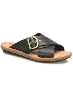 Born Rio Womens Leather Slip On Slide Sandals