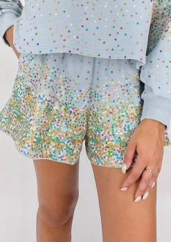 Queen Of Sparkles Scattered Sequin Shorts in Grey - women