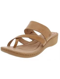 Born Siene Womens Leather Thong Wedge Sandals