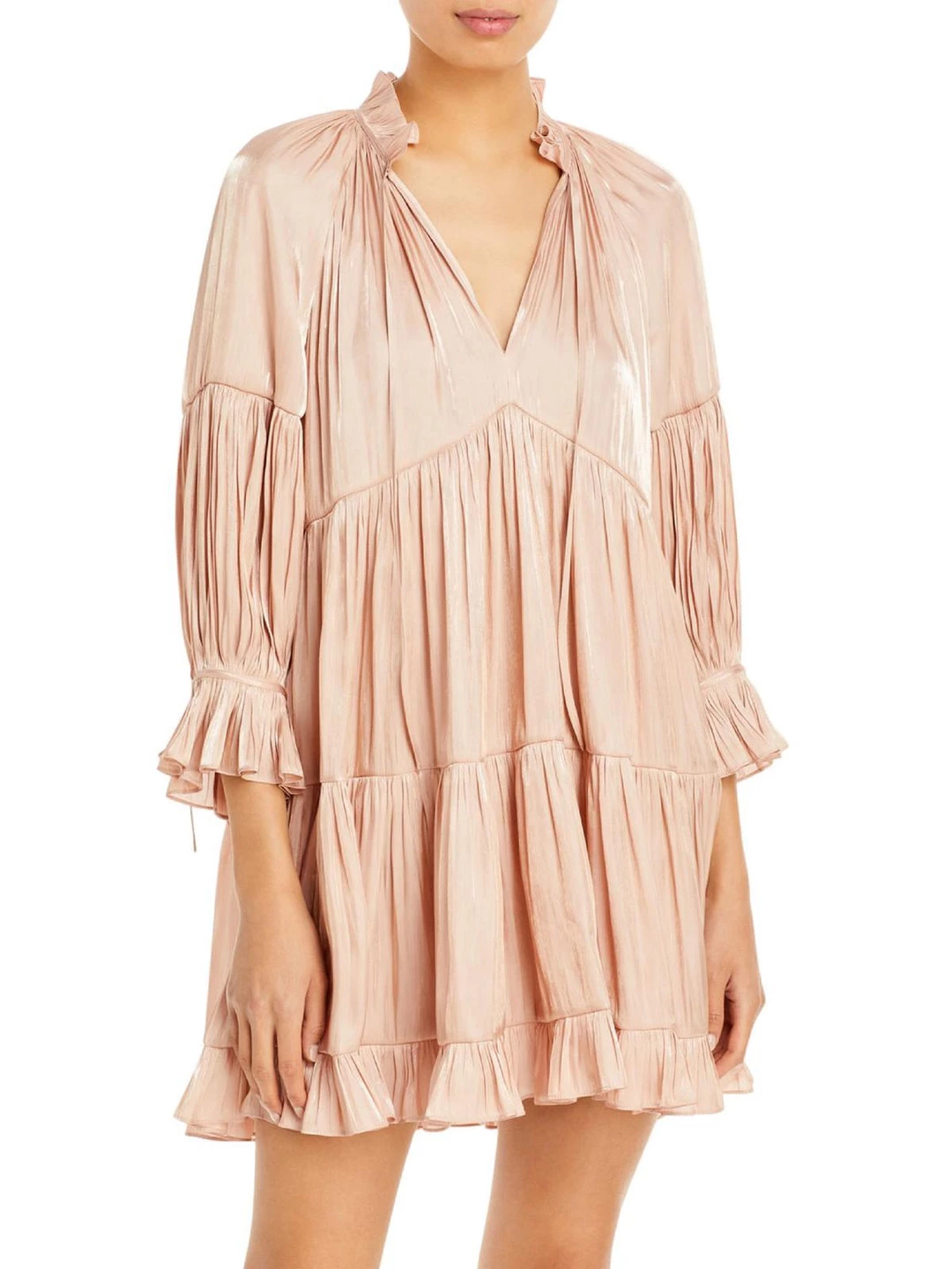 Cinq a Sept Phyllis Womens Ruffled Tiered Mini Dress 3 Cinq a Sept Phyllis Womens Ruffled Tiered Mini Dress