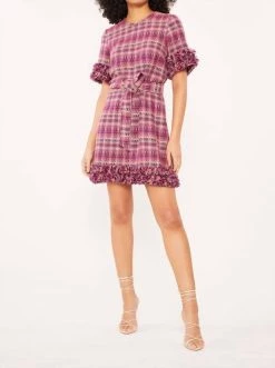 Cinq A Sept Boxweave Easton Dress in Pink Multi - women