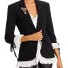 Cinq a Sept Roxie Womens Crepe Lace-Trim One-Button Blazer