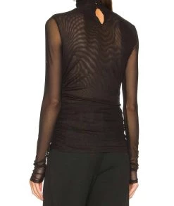 Cinq A Sept Shirred Mesh Turtleneck Top in Black - women -Paolita store b803cb743998444787a8feaace8d4ae2 9cf8682b 3ea0 4cc8 8d69 93971576b7f9 1080x