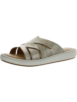 Born Jenny Womens Metallic Leather Slide Sandals