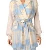Cinq a Sept Aretha Womens Plaid Mixed Media Wool Coat