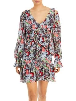 Cinq a Sept Lewis Womens Floral Print Short Mini Dress