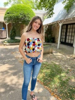 Queen Of Sparkles Floral Tank in Multi - women