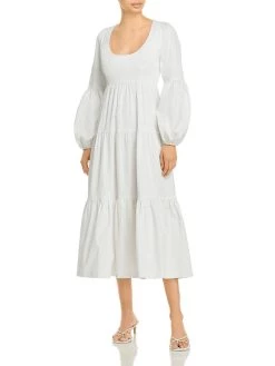 Cinq a Sept Womens Tiered Long Sleeves Midi Dress