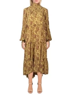 Cinq a Sept Womens Smocked Long Maxi Dress