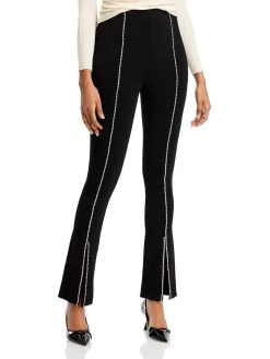 Cinq a Sept Womens Rhinestone Split Hem Straight Leg Pants