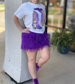 Queen Of Sparkles Gameday Feather Skirt in Purple - women
