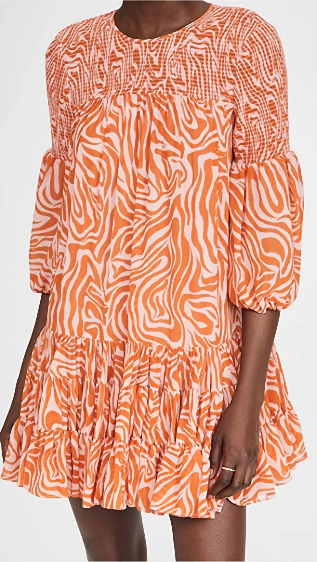 Cinq A Sept Billowed Ssleeve Rika Dress in Pink/Orange - women 3 Cinq A Sept Billowed Ssleeve Rika Dress in Pink/Orange - women